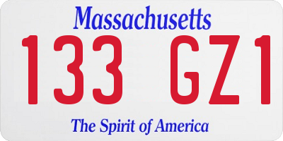 MA license plate 133GZ1