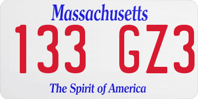 MA license plate 133GZ3
