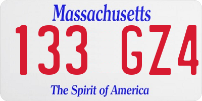 MA license plate 133GZ4