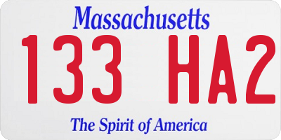 MA license plate 133HA2
