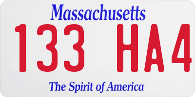 MA license plate 133HA4