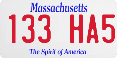 MA license plate 133HA5