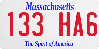 MA license plate 133HA6
