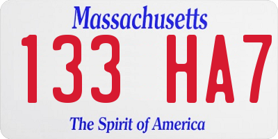 MA license plate 133HA7