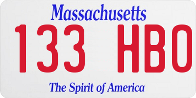 MA license plate 133HB0
