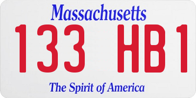 MA license plate 133HB1