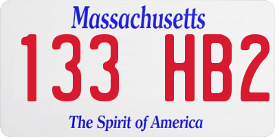 MA license plate 133HB2