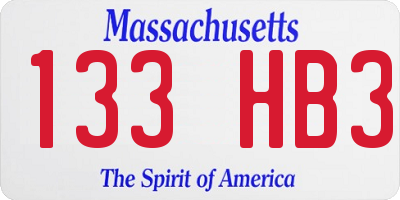 MA license plate 133HB3