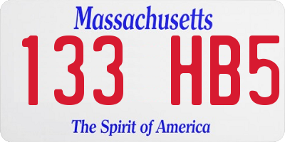 MA license plate 133HB5