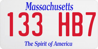 MA license plate 133HB7