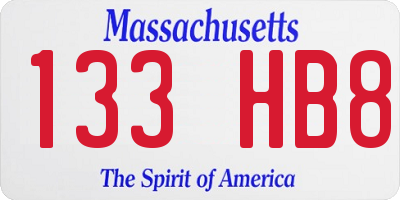 MA license plate 133HB8