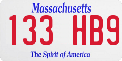 MA license plate 133HB9
