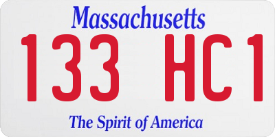 MA license plate 133HC1
