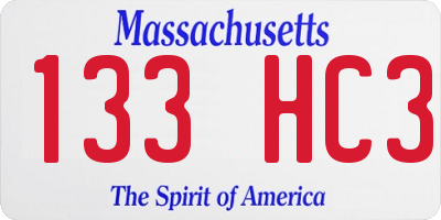MA license plate 133HC3