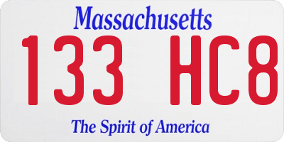 MA license plate 133HC8
