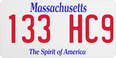 MA license plate 133HC9
