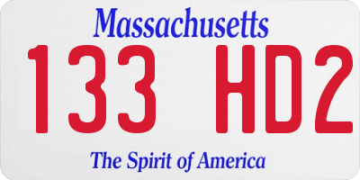 MA license plate 133HD2