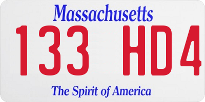 MA license plate 133HD4