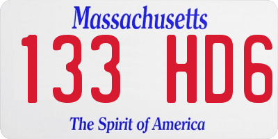 MA license plate 133HD6