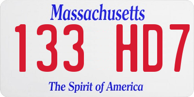 MA license plate 133HD7