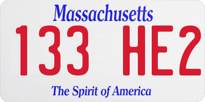 MA license plate 133HE2
