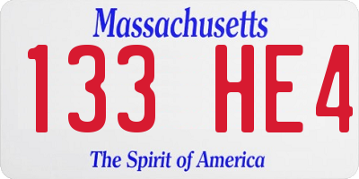 MA license plate 133HE4