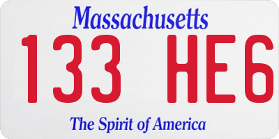 MA license plate 133HE6