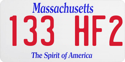 MA license plate 133HF2