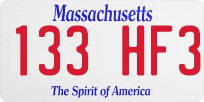 MA license plate 133HF3