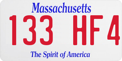 MA license plate 133HF4
