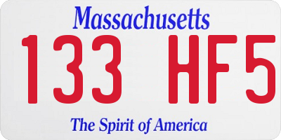 MA license plate 133HF5