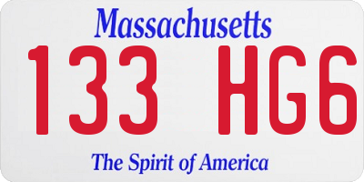 MA license plate 133HG6