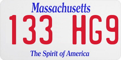 MA license plate 133HG9