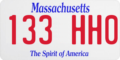 MA license plate 133HH0