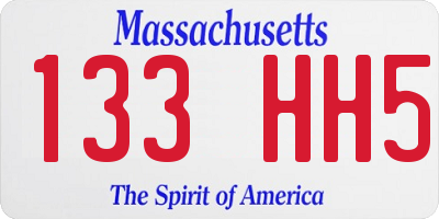 MA license plate 133HH5