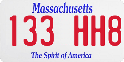 MA license plate 133HH8