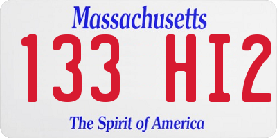 MA license plate 133HI2