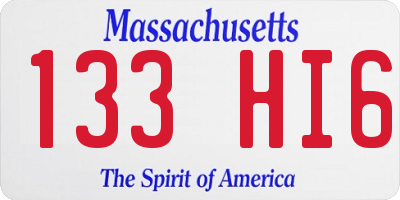MA license plate 133HI6