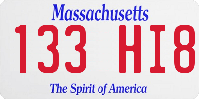 MA license plate 133HI8