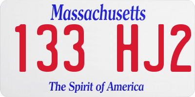 MA license plate 133HJ2