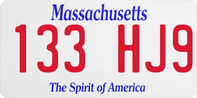 MA license plate 133HJ9