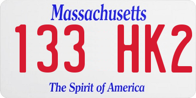 MA license plate 133HK2
