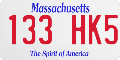 MA license plate 133HK5