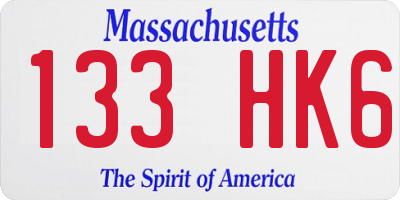 MA license plate 133HK6