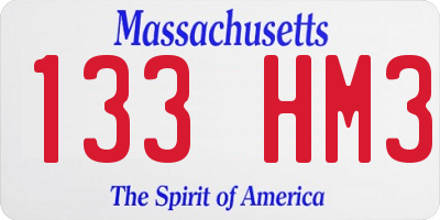 MA license plate 133HM3