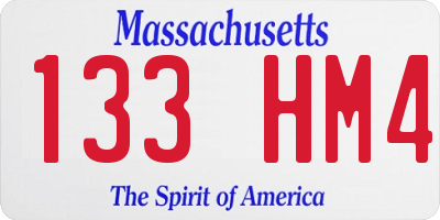 MA license plate 133HM4