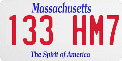MA license plate 133HM7