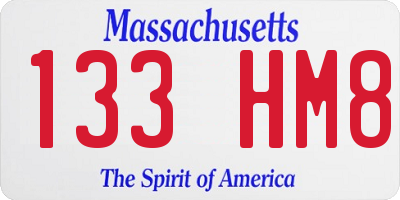 MA license plate 133HM8