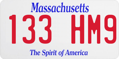 MA license plate 133HM9