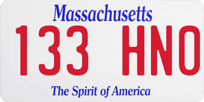 MA license plate 133HN0